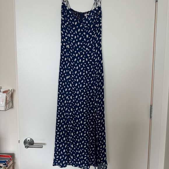 Reformation Juliette Lolita Navy Blue White Midi Dress Size 6 SOLD OUT ONLINE - Picture 3 of 8